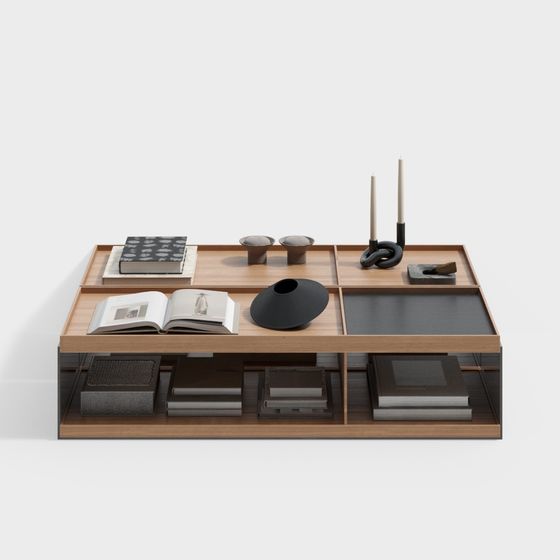 Stylish Wooden Bookshelf 3D model for Modern Interiors