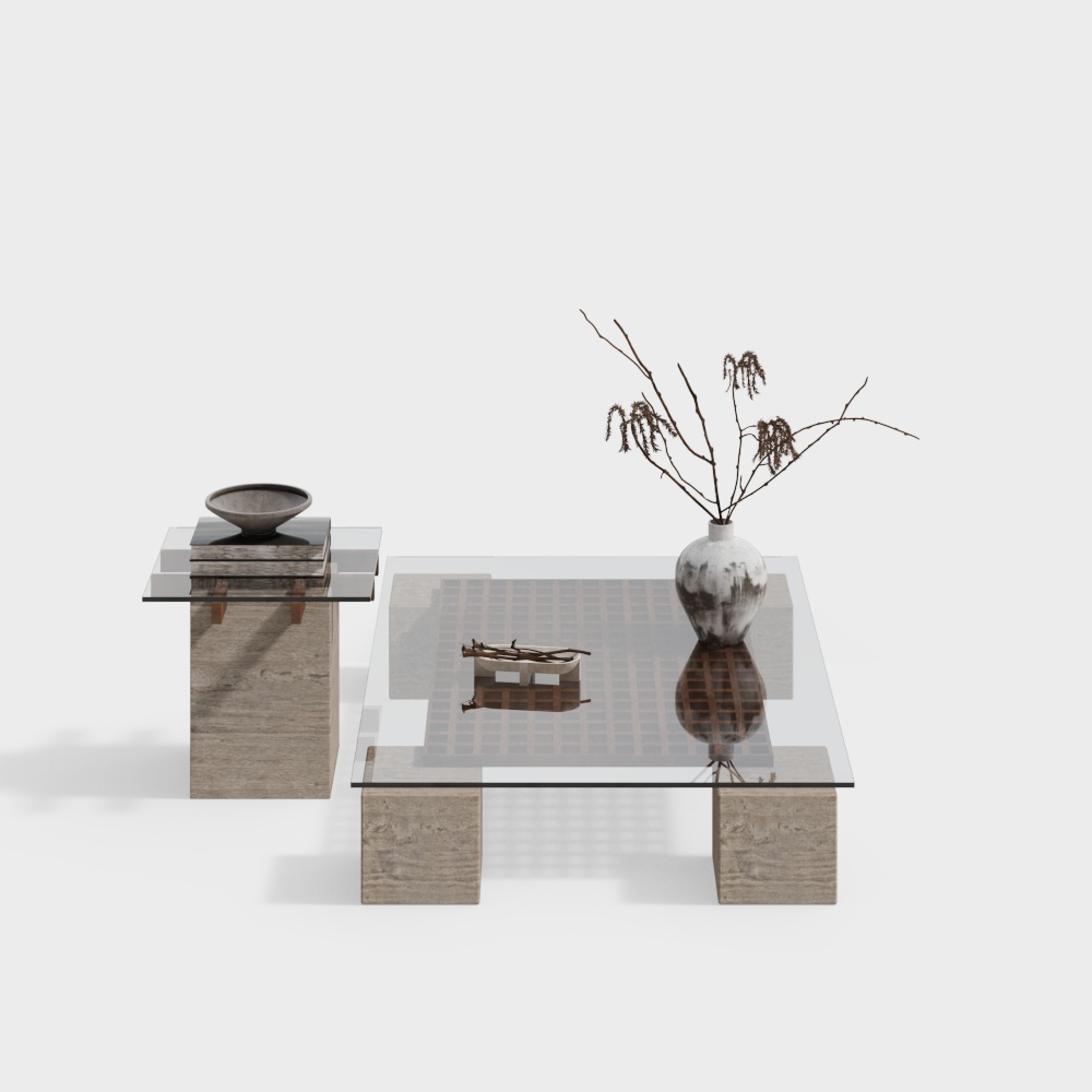 Modern Minimalist Living Room Furniture Set 3D model