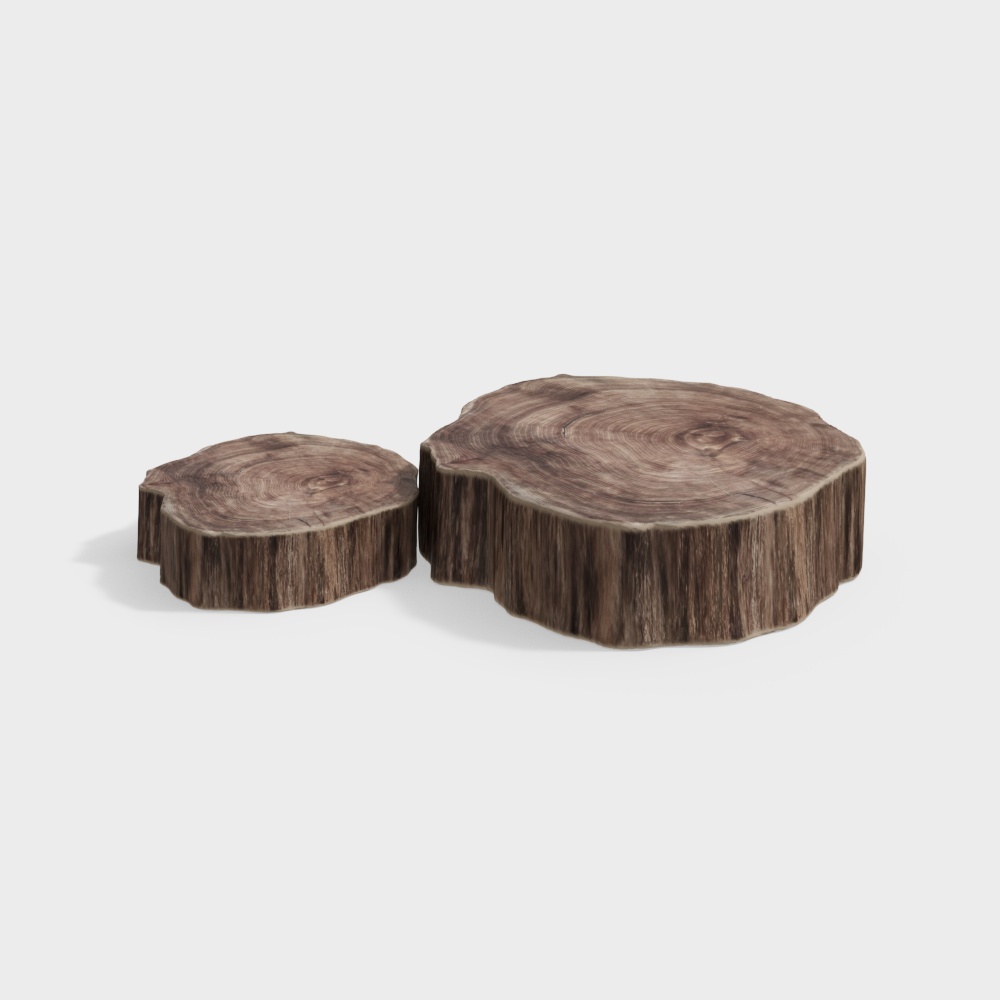 Realistic Stump Side Table 3D Model – Textured Wood Design