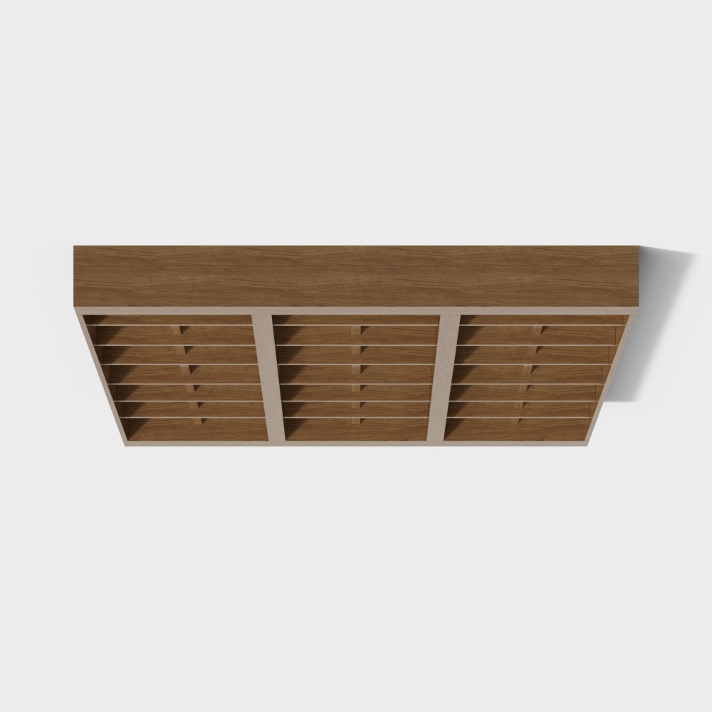 Nordic Minimalist Wooden Bookshelf 3D Model – Low-Poly Wood