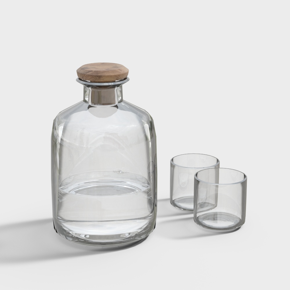 Low-Poly Glass Bottle Set 3D model