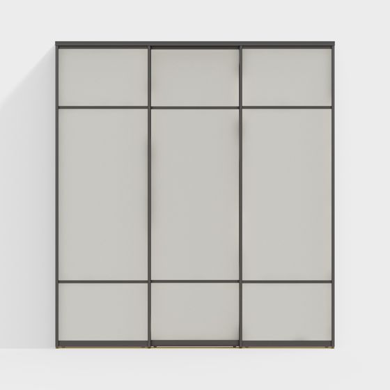 Modern Low-Poly Glass Partition Wall 3D model