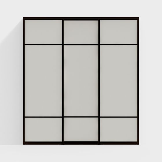 Elegant Low-Poly Glass Partition Wall 3D model