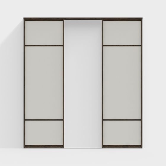 Minimalist Glass Door Wardrobe 3D model
