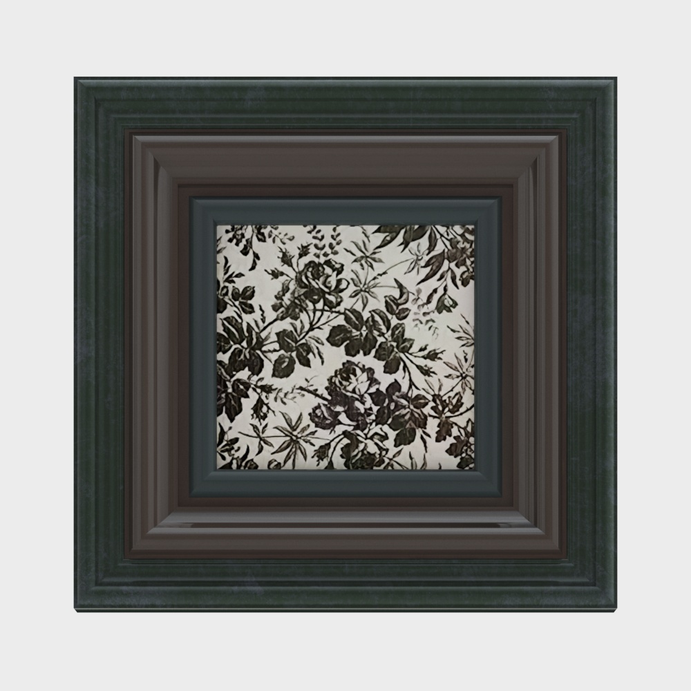 Vintage Floral Picture Frame 3D Model – Classic Brown Design