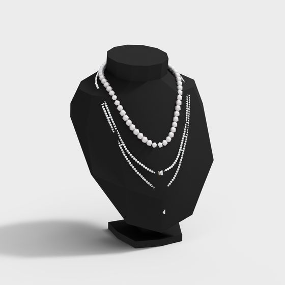 Elegant Low-Polygon Necklace Display Stand 3D model