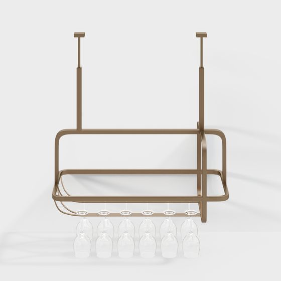 Stylish Hanging Wine Glass Rack 3D model for Modern Spaces
