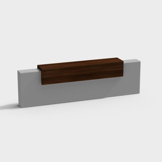 Elegant Low-Poly Concrete and Wood Reception Desk 3D model
