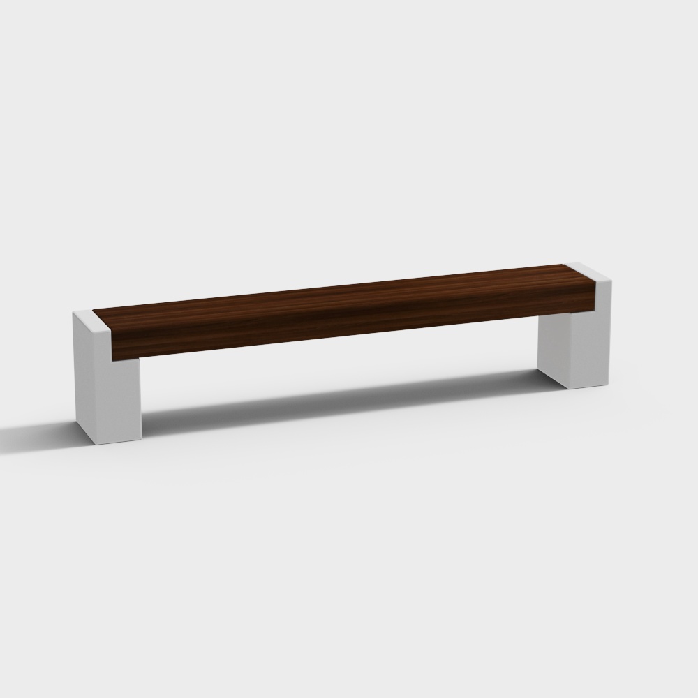 Elegant Low-Polygon Bench 3D model