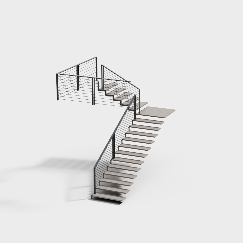 Modern Low-Poly Metal Staircase 3D Model – Minimalist Design