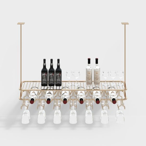 Chic Low-Poly Wine Rack 3D model for Modern Interiors