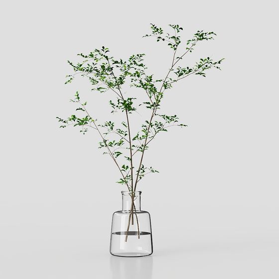 Nature's Rhythm in a Glass Vase 3D model for Modern Design