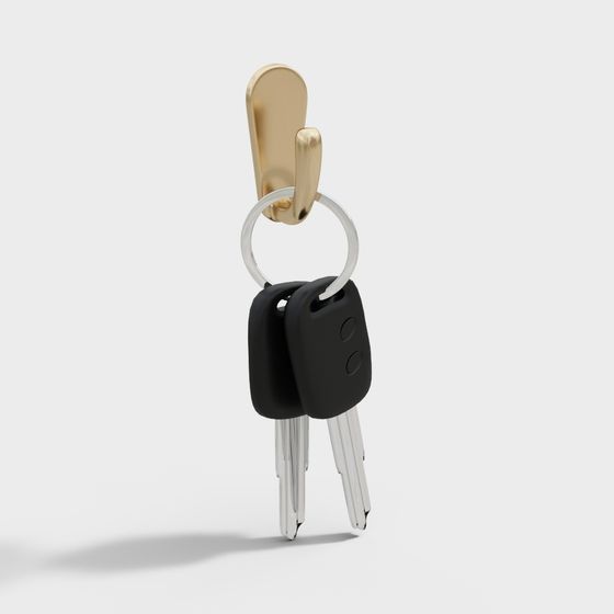 Elegant Keychain 3D model with Gold and Black Design