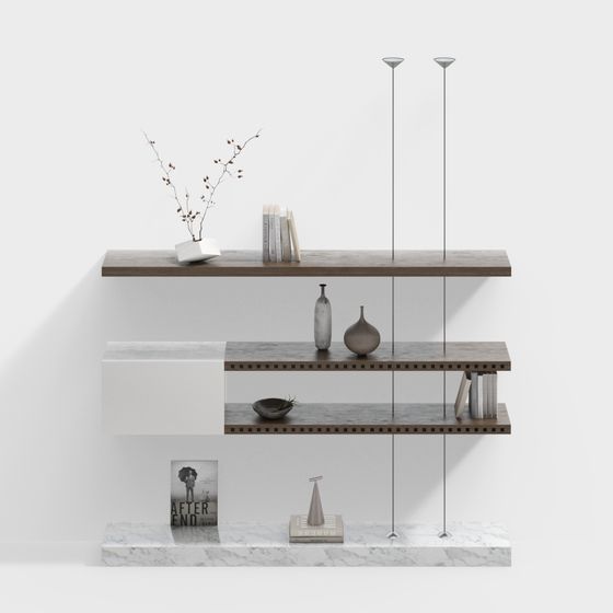 Modern Shelving 3D Model in Brown