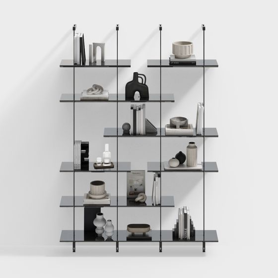Black Modern Decorative Rack 3D Model for Stylish Organization