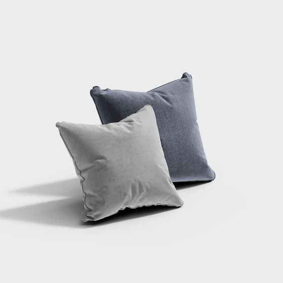 Elegant Gray and Blue Pillowcase 3D model