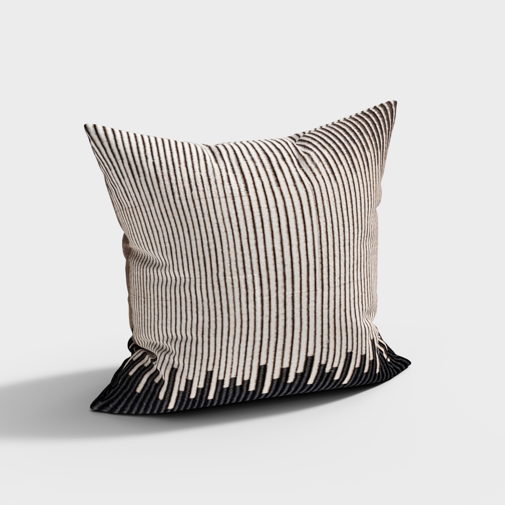 Geometric Low-Poly Pillow Cover – Black & White Striped