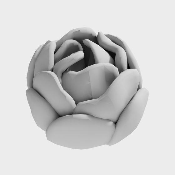 Unique Low-Poly 3D Rose Model in Gray