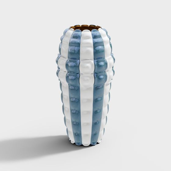 Elegant Blue and White Low-Poly 3D Model