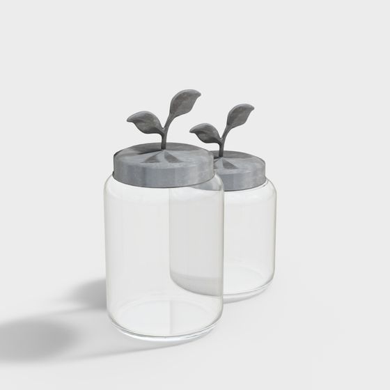 Stylish Glass Storage Jars 3D model for Minimalist Interiors