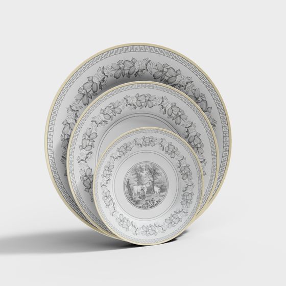 Vintage Style Plate 3D Model for Creative Projects