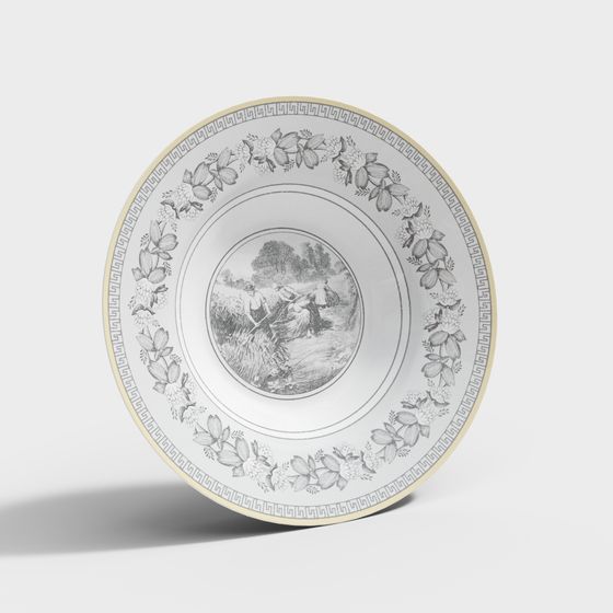 Vintage-Inspired Low-Poly Decorative Plate 3D model