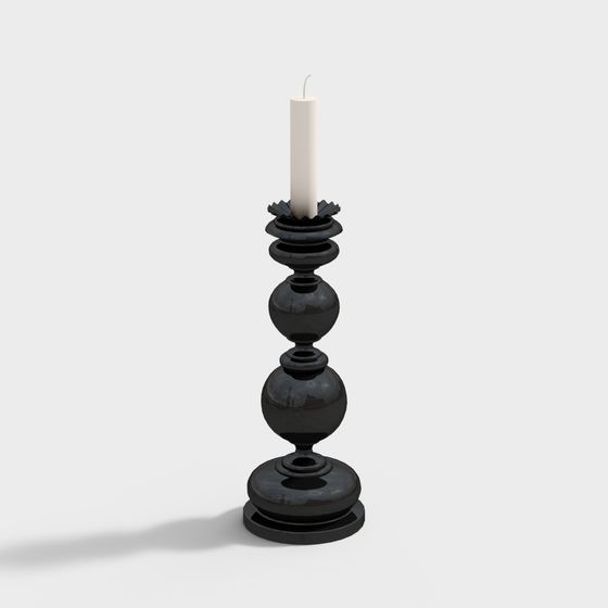Elegant Low Poly Candle Holder 3D model