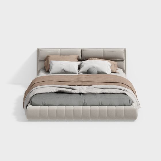 Elegant Low-Poly Bed 3D model for Modern Interiors