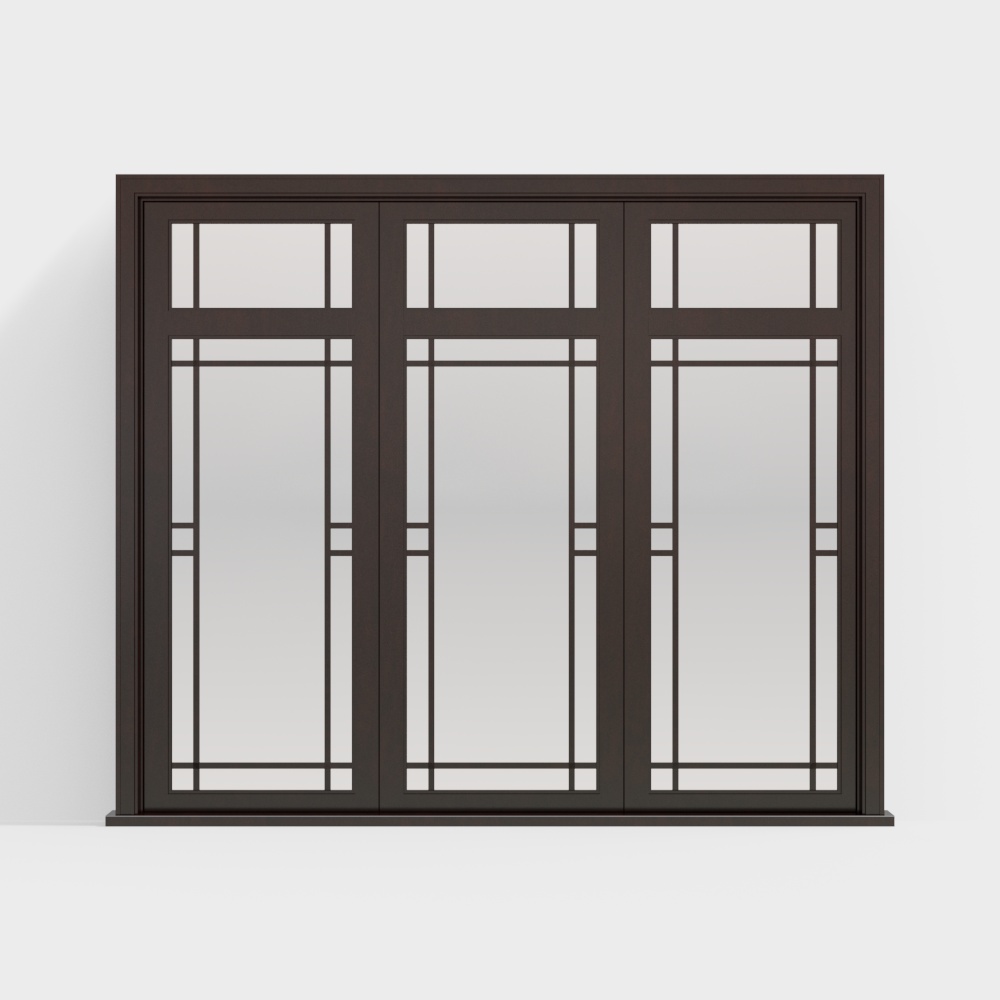 Modern Low-Polygon 3D Model with Glass & Brown Frame