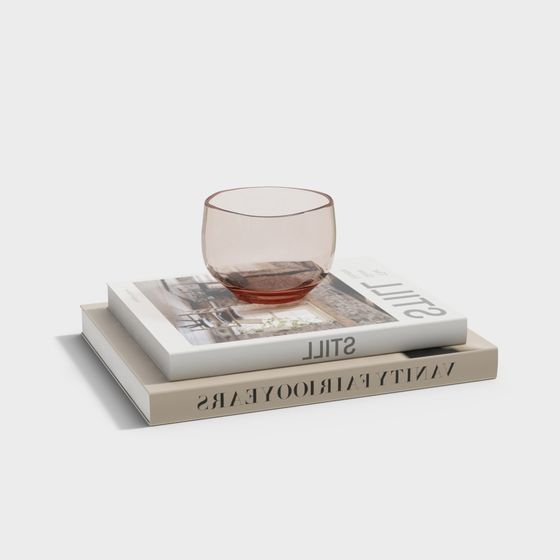 Retro Desk with Glass Cup 3D model