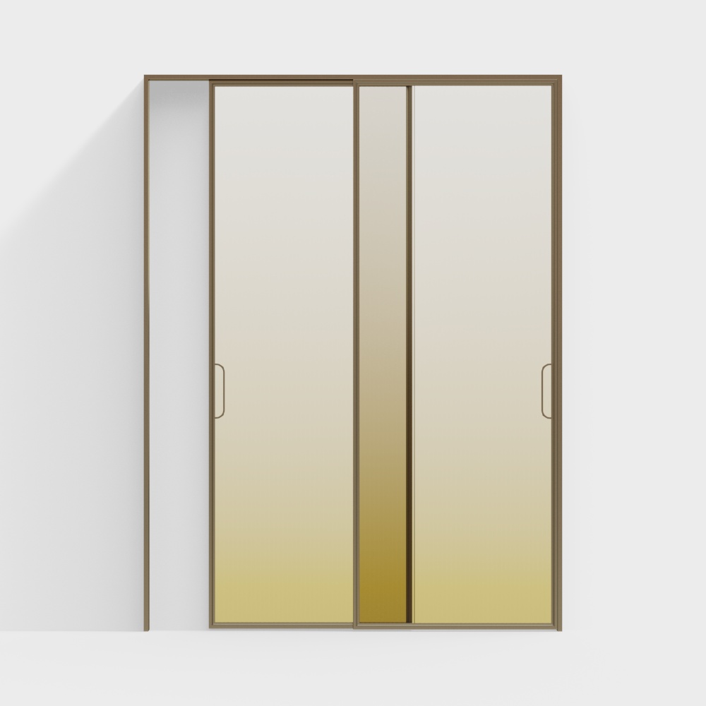 Modern extremely narrow long iridescent glass doors