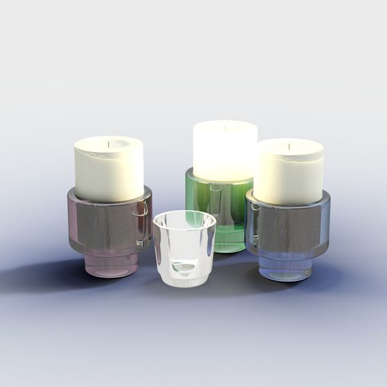 Elegant 3D Candle Holder Set Model