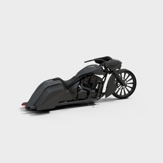 Stylish Low-Poly Motorcycle 3D Model