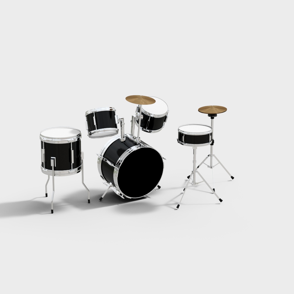 Vibrant Low-Poly Drum Set 3D Model