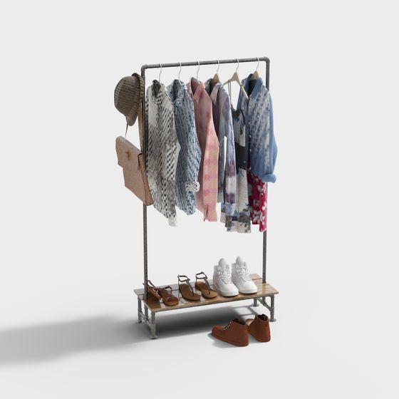 Stylish Clothing Rack Ensemble 3D model