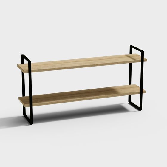 Industrial Style Double Layer Shelf 3D model