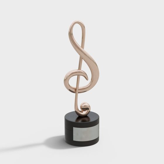 Golden Musical Note Trophy 3D model