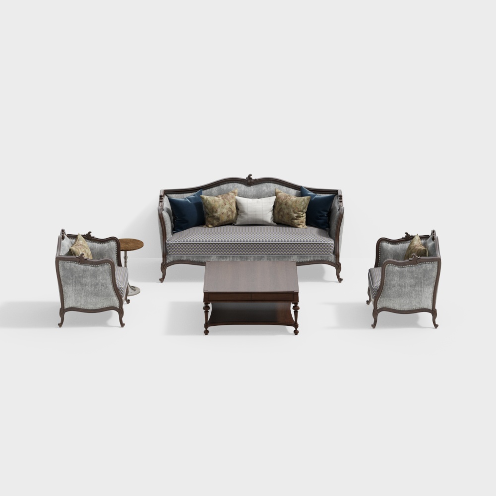 美式沙發與咖啡桌組合