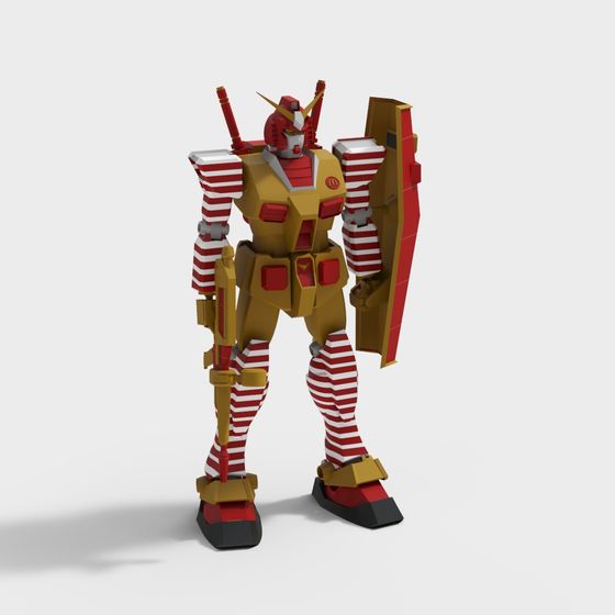 Futuristic Low-Polygon Battle Robot 3D model