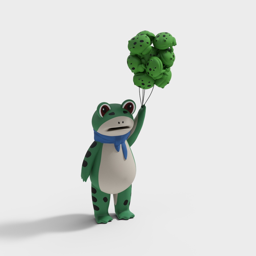 Modern frog man cartoon hand action