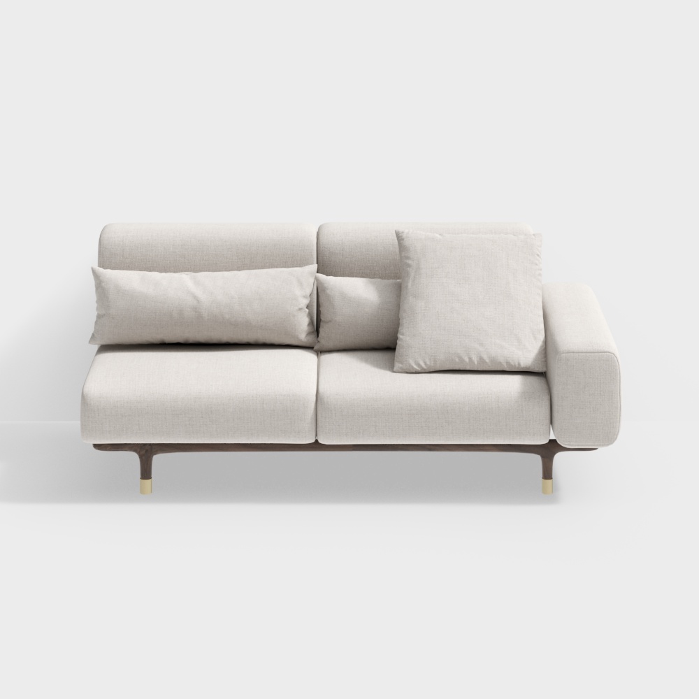 Sofá de dos plazas de nogal negro americano con reposabrazos individual