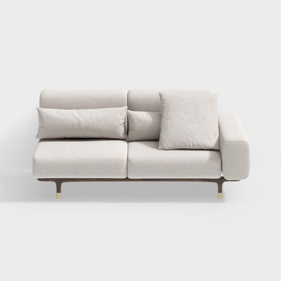 Sofá de dos plazas de nogal negro americano con reposabrazos individual