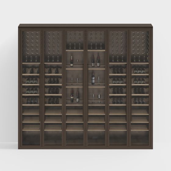 Elegant Wine Cabinet 3D model for Modern Interiors