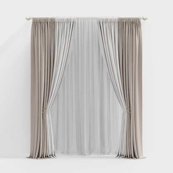 Elegant Low-Polygon 3D Curtain Model