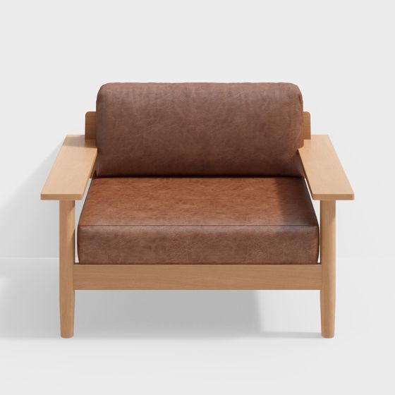 Joki Rayu - Druckloses Sofa - Einzelplatz - Japanisches Massivholz Ledersofa