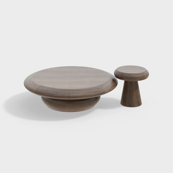 Minimalist Round Table and Stool Set 3D model