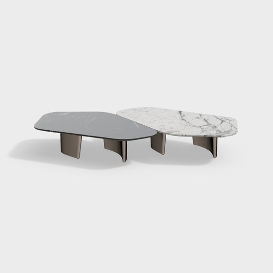 Streamlined Marble Coffee Table 3D model