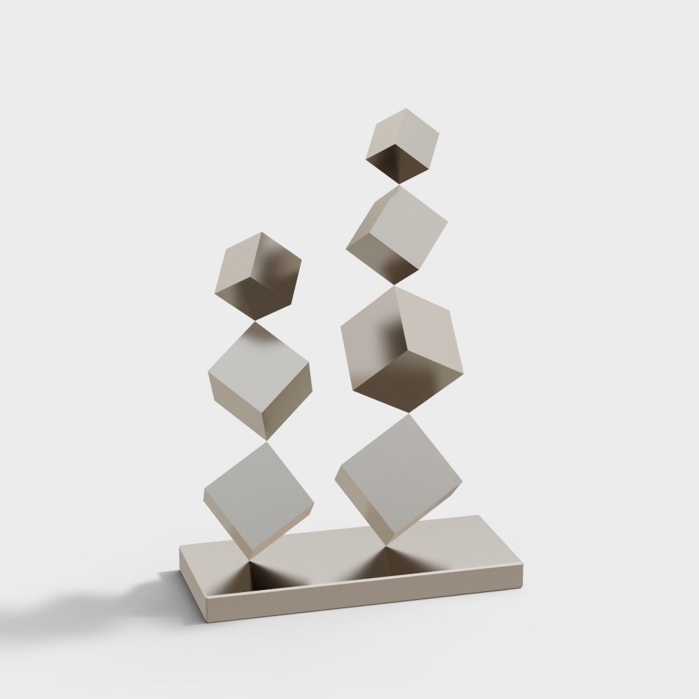 Floating Cubes 3D model - Modern Aesthetic Art
