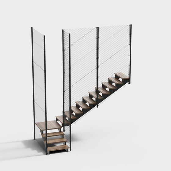 Elegant Low-Poly Staircase 3D model for Design Projects