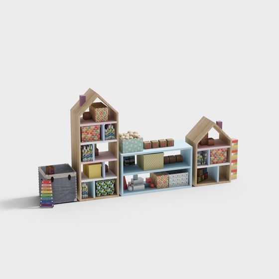 Colorful Kids' Bookshelf 3D model